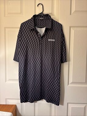 Men’s Black & Gray Check Polo Shirt